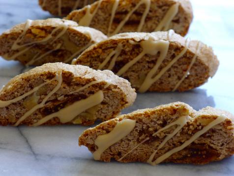 Gluten-Free Fig-Walnut Biscotti with Maple Icing Drizzle