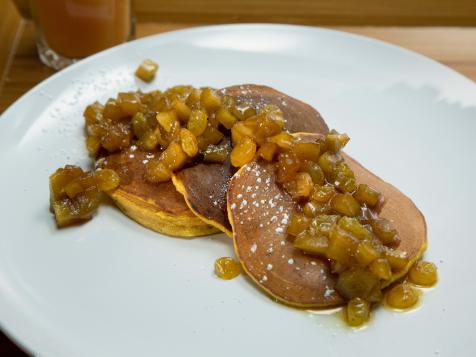 Pumpkin-Ricotta Pancakes with Chunky Apple-Raisin Sauce