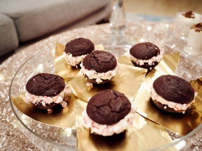 Detail of the Peppermint Patty Sandwich Cookies, as seen on Food Network’s Giada’s Holiday Handbook, Season 1.