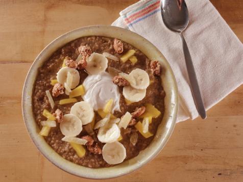 Spiced Oatmeal with Banana, Mango and Toasted-Coconut Almonds