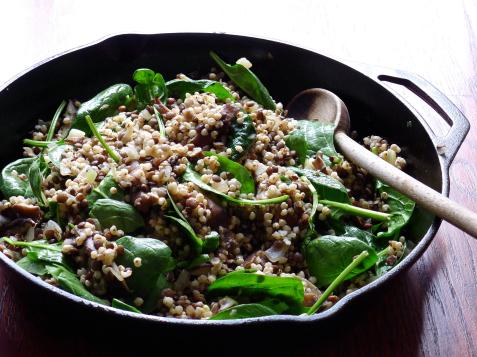 Sorghum Salad with Sprouted Lentils and Shiitake Mushrooms