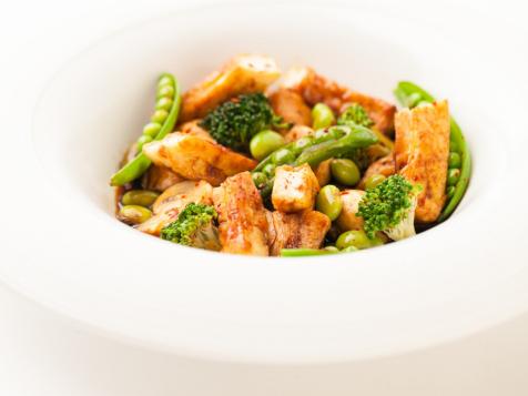 Soy-Glazed Chicken and Tofu with Spring Vegetables