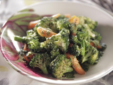Roasted Broccoli and Carrots with Carrot Top Pesto