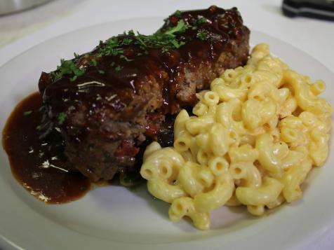 Meatloaf with Collard Greens and Mac and Cheese