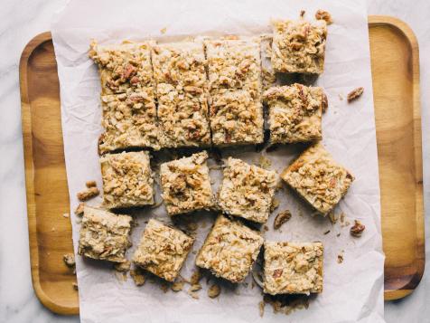 Banana Snack Cake with Coconut, Chocolate and Pecan Streusel