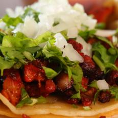 CU of the Al Pastor Tacos from Andale Taqueria y Mercado in Richfield, MN as seen on Diners, Drive-Ins and Dives episode 2305.