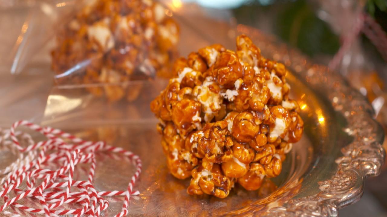 Holiday Caramel Popcorn Balls