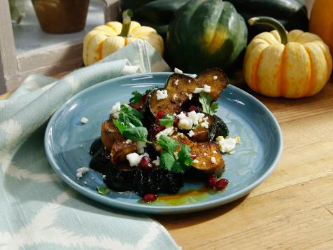 Herb-Roasted Acorn Squash with Queso Fresco and Pomegranate