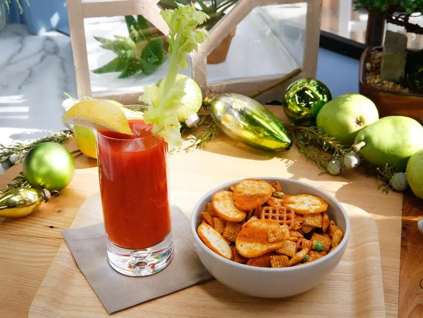 Jeff Mauro's Bloody Mary Cocktail Party Mix is displayed, as seen on Food Network's The Kitchen, Season 11.