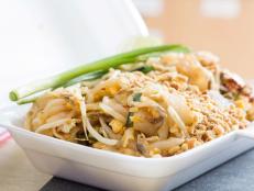 Thai Food Pad thai, Stir fry noodles with pork in Pad thai style ,served in Styrofoam of food container
