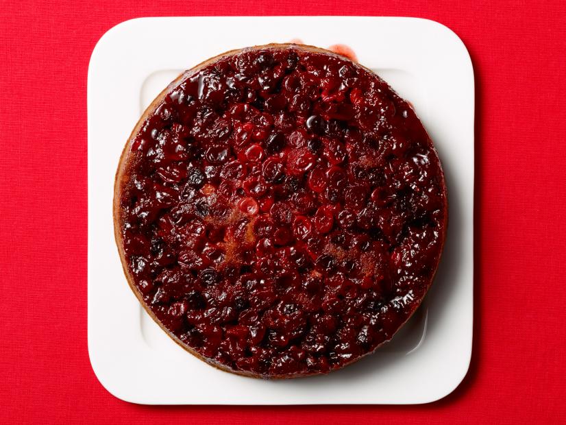 Food Network Kitchen’s Upside-Down Cranberry-Orange Cake for Year of Oats/Drunk Pies/Diners, as seen on Food Network.