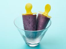 Food Network Kitchen’s Healthy Blueberry-Oat Breakfast Ice Pops for Year of Oats/Drunk Pies/Diners, as seen on Food Network.