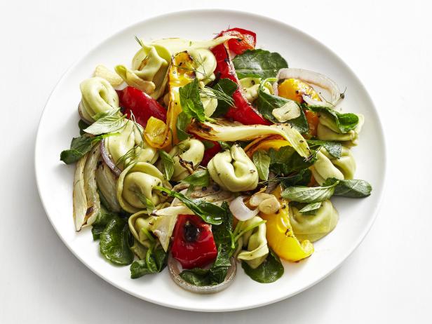 Warm Tortellini with Roasted Vegetable Salad
