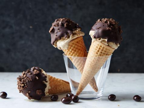 Caramel-Macchiato Dipped Ice Cream Cones