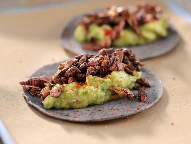 Chapulines tacos at Taquiza in South Beach, FL as seen on Food Network's Diners, Drive-Ins, and Dives, episode 2409.