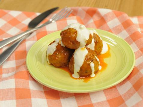 Buffalo Chicken Meatballs with Blue Cheese Sauce