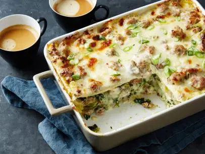 Food Network Kitchen's Sausage Gravy Breakfast Lasagna, as seen on Food Network.