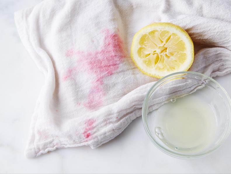 Removing Fruit Stains with lemon, as seen on Food Network.