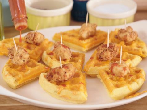 Mini Fried Chicken and Cheddar Jalapeno Waffles