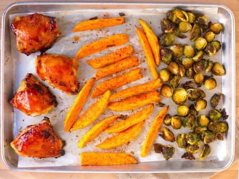 Barbecue Chicken and Brussels Sprout Sheet Pan Dinner