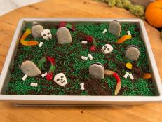 Jeff Mauro makes Graveyard Pudding for a Piece of Cake Halloween Party, as seen on Food Network's The Kitchen