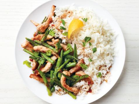 Pork and Green Bean Stir-Fry with Ginger, Cilantro and Mint