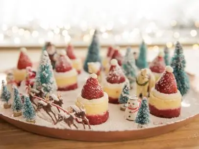 Close-up of Cheesecake Santa Hats