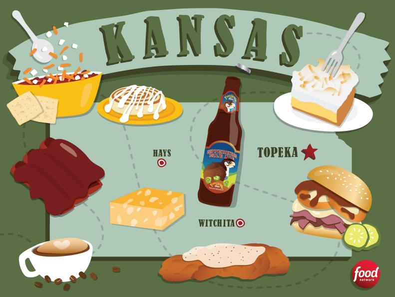 Sunday dinners, potluck gatherings and farmhouse meals feature prominently among the foods that inspire the people in this middle-of-the-U.S. state. A state wealthy in farmland and cattle ranches is sure to serve some good food. So, come “Home on the Range” with the comfort foods of Kansas.

Illustration by Hello Neighbor Designs