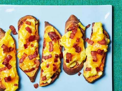 Sweet Potato Toast with Bacon, Egg and Cheese