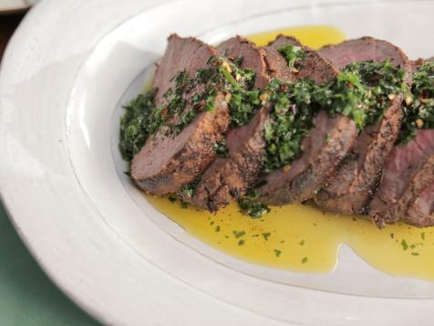 Chile-Rubbed Beef Tenderloin with Garlic-Herb Oil