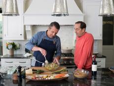 A collaboration between Joe Carr and Chef Kevin Johnson preparing spiced lamb, charred broccoli, and farro salad with shaved vegetables paired with Josh Cellars Cabernet Sauvignon.
