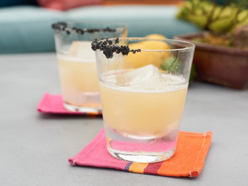 Lemon cocktail with a black-salt rim, as seen on Food Network's The Kitchen.