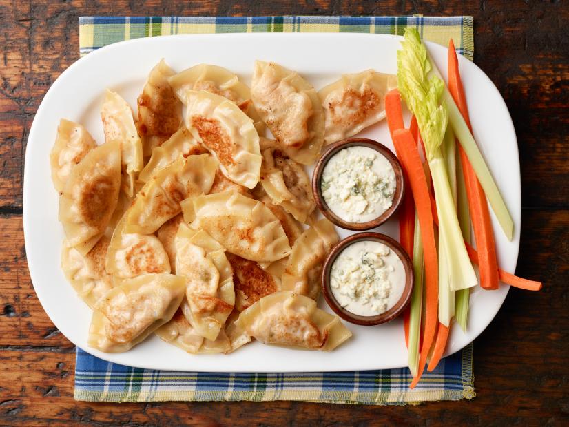 Food Network Kitchen’s Buffalo Chicken Dumplings for Food Network Snapchat recipes, as seen on Food Network.