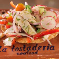 Octopus Tostada as Served at La Tostaderia in Los Angeles, California as seen on Food Network's Diners, Drive-Ins and Dives episode 2704.