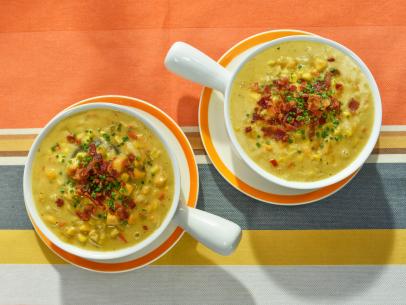 Geoffrey Zakarian makes Sweet Potato and Corn Chowder, as seen on Food Network's The Kitchen