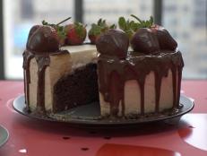 Chocolate-covered strawberries are the quintessential Valentine's Day sweet. Here they adorn a strawberry-packed no-bake cheesecake with a chocolate cake bottom — share a slice with your main squeeze.