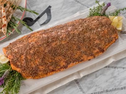 Food Beauty of Giadas Slow Roasted Mustard Salmon as seen season 4 of Food Networks Giadas Holiday Handbook