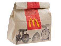 London, England - January 1, 2013: McDonald's Fast Food Meal in Brown Paper Bag