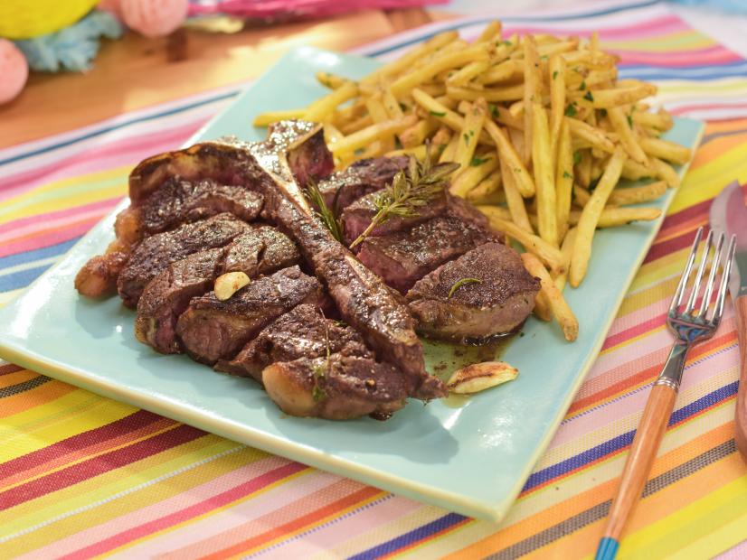 Katie Lee makes Porterhouse Steak with Herb Fries, as seen on Food Network's The Kitchen