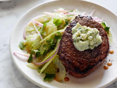 Dijon Balsamic Steak Salad with Blue Cheese Butter