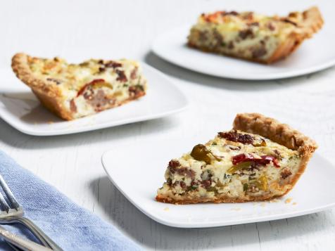 Sausage and Mozzarella Quiche with Pickled Cherry Peppers