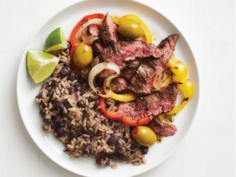 Garlicky Grilled Steak with Black Beans and Rice