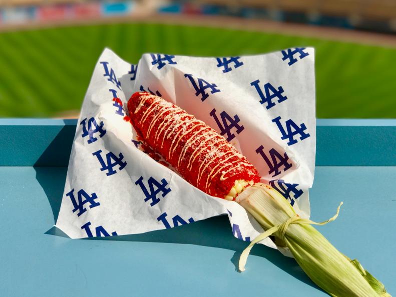 According to the origin tale, Flamin’ Hot Cheetos were the brainchild of Richard Montañez, a former janitor who took home a defective batch of regular Cheetos and sprinkled them with elote spices. The story comes full circle at Dodgers Stadium, where the Mexican street-food staple — a 2017 mid-season addition promoted to this year’s permanent lineup — is slathered in chipotle-lime mayo and hot Cheetos powder.