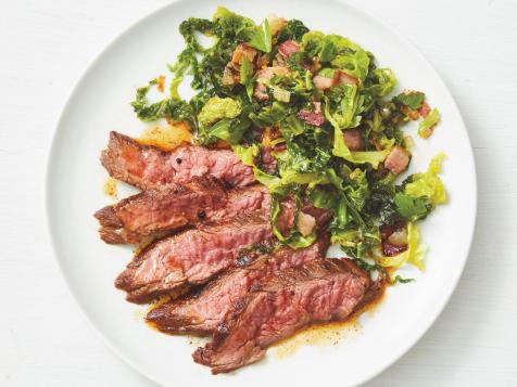Flank Steak with Cabbage and Bacon