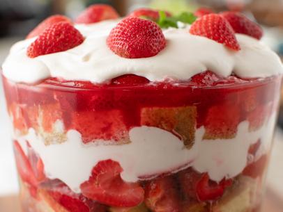 Close-up Strawberry Shortcake Trifle, as seen on The Pioneer Woman, Season 20.