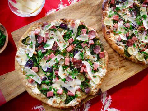 Ham, Spinach and Potato Pizza