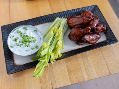 Sweet and Spicy Chicken Wings with Feta Ranch Dressing