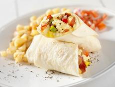 Breakfast Burrito with Hash Brown Potatoes and Salsa -Photographed on Hasselblad H3D2-39mb Camera