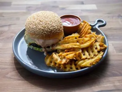 Host Rachael Ray's Meximac Burgers and a Mezcal Sour, as seen on 30 Minute Meals, Season 28.