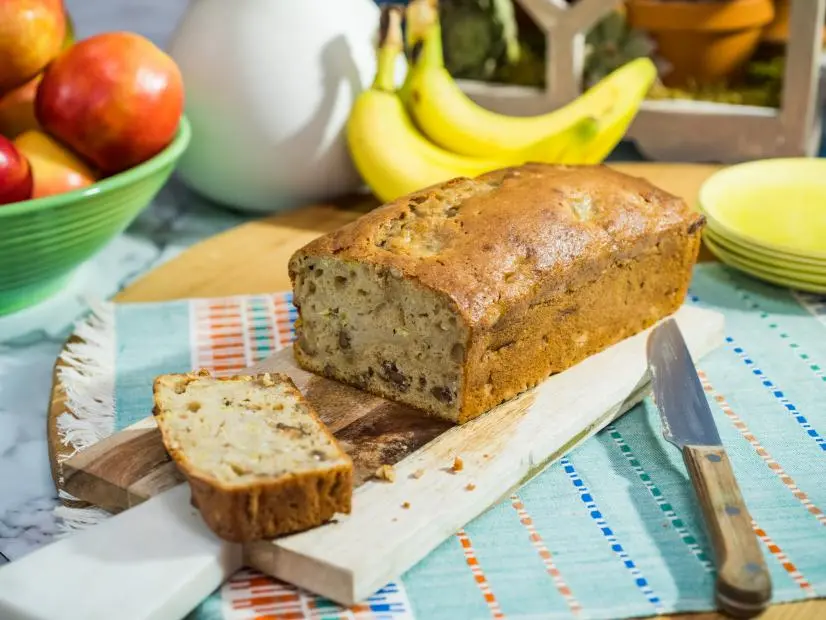 Sunny Anderson makes Secret Banana Walnut Bread, as seen on Food Network's The Kitchen  , Season 20.